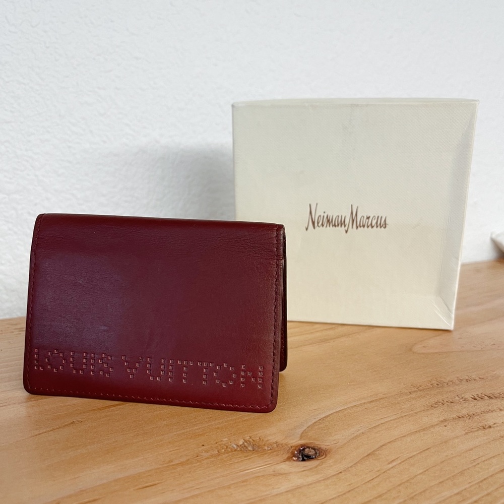 RARE Leather LOUIS VUITTON Bifold Compact Wallet Cardholder in Wine